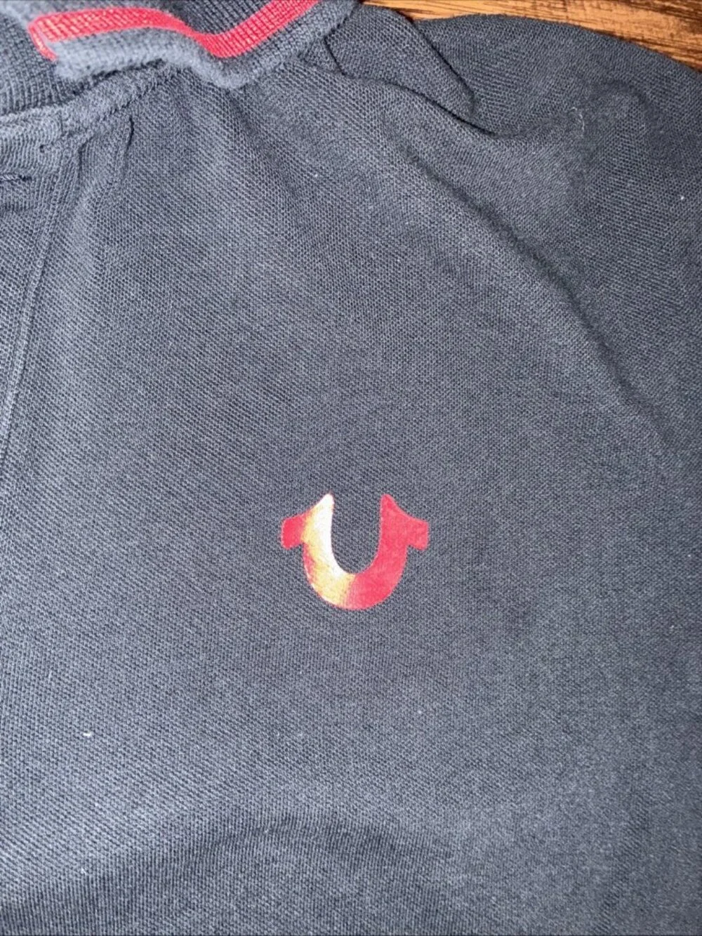 True Religion Men's Crafted with Pride Black  / Red XXL 2XL Polo  Short Sleeve